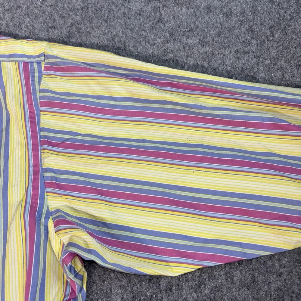 Polo Ralph Lauren Blake Mens Large Long Sleeve Button Up Striped Pink Pony Logo